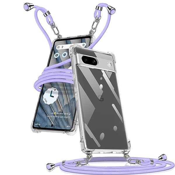 Google Pixel 7a ケース クリア ショルダー Google Pixel 7a スマホケース ピクセル7a カバー 肩掛け 斜めかけ 縄掛けケース 透明 薄型 軽量 TPU 携帯ケース 紐付き 斜めがけ 織りストラップ付き 長さ調整可能