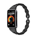 バンド For Huawei Band 10/Huawei Band 9/Huawei Band 8 対応 交換バンド レザーチェーンベルト替えベルト 透かし編...