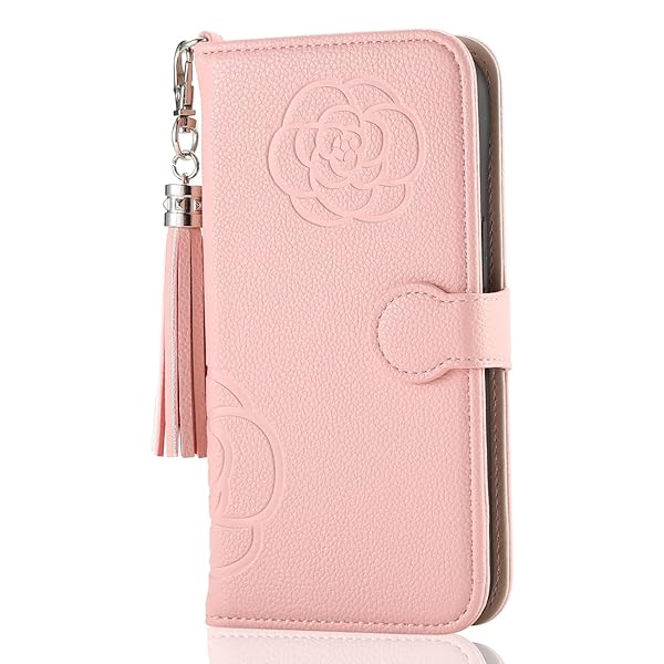 Xperia 5 V SO-53D ケース 手帳型 おしゃれ 花柄 押し型の工芸 シュリンク革 本体材質タッセル付