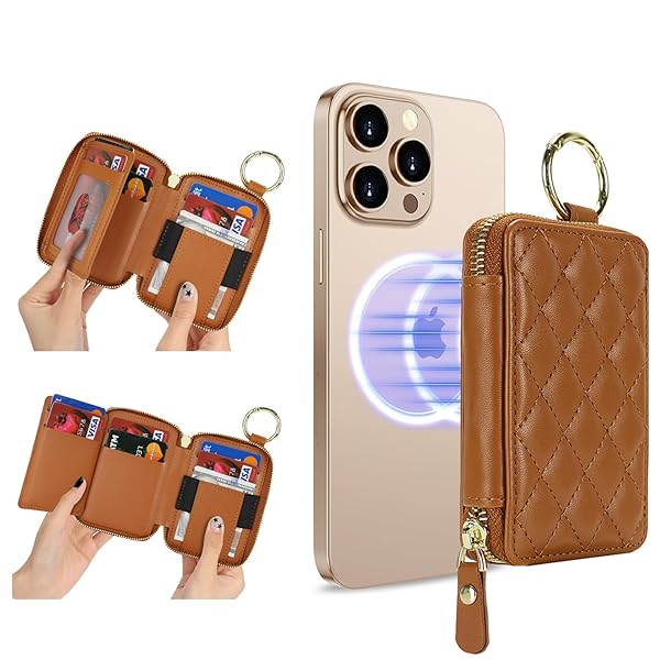 カードケース magsafe カード入れ スタンド機能 ジッパー 小銭入れ リング付き 7枚カード収納