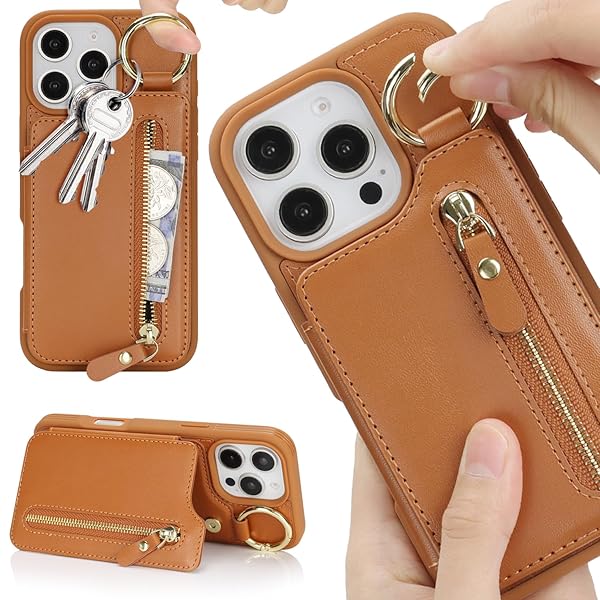 iPhone 16 Pro ケース iPhone 16Pro ケース カード収納 米軍MIL規格 リング付き キーホルダー キーリ