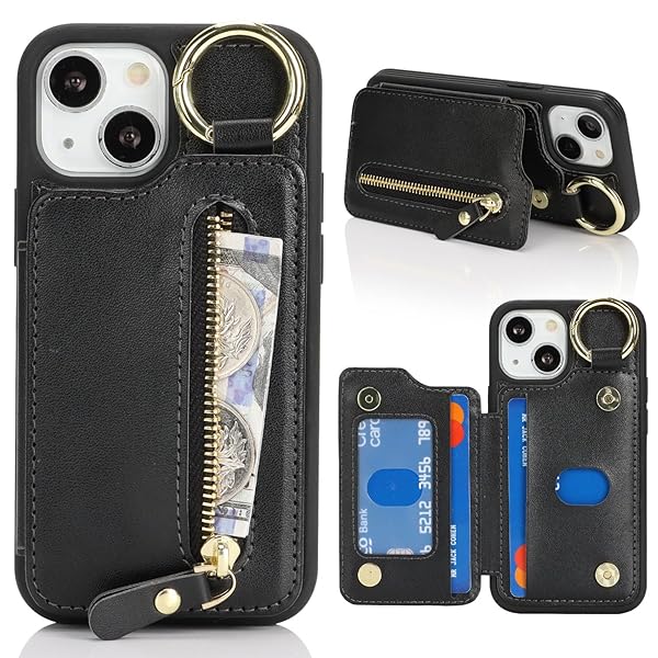 iPhone 13 Mini ケース iPhone 13Mini ケース カード収納 米軍MIL規格 リング付き キーホルダー キーリ