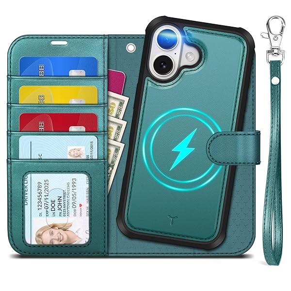 iPhone17 対応 ケース 手帳型 2 in 1 分離式 6.3インチ ストラップ付き 取り外し可 RFIDブロッキン