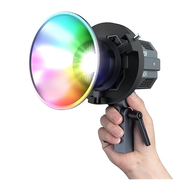 撮影用ライト, CL60R RGB LED 超軽量ライト 作業出力80W 色温度2700-6500K CRI97 22974lux アルミ製 13種類