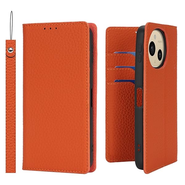 AQUOS sense9 ケース aquosセンス9 ケース SH-53E ケース 手帳型 本革 ストラップ docomo SHG14 耐衝撃 シ