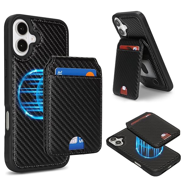 iPhone 16 ケース MagSafe 対応 あいふおん16ケース マグセーフ カーボン 米軍MIL規格 背面 カード