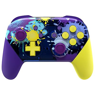 スイッチ プロコン本体ではなく、フェースプレートバックプレートハンドルswitch プロコンに対応用、パターン柄プロコン switchに対応用DIY交換用グリップハウジングケースカバー【スプラッターペイント】