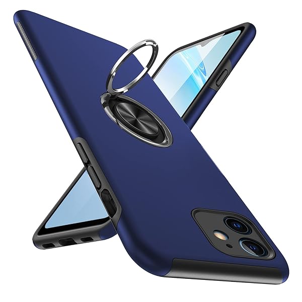 iphone12 ケースリング 耐衝撃 カバー 薄型 tpu 衝撃吸収 指紋防止TPU+PC材質 車載ホルダー対応 滑