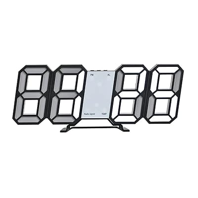 デジタル時計 LED時計 電波時計 明るさ調整 壁掛け時計 置き時計 3D LED 自動受信 目覚まし時計 静音 スヌーズ 12/24時間の切替 気温 ナイトランプ寝室 キッチン 居間などに適しています（アダプター付き）