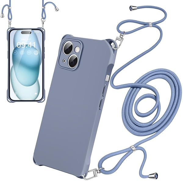 iPhone15 Plus ケース ネック ショルダー ストラップ付き スマホ シリコン 紐付き 耐衝撃 アイフ