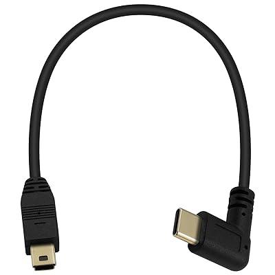 Maxhood Mini USB to USB Cケーブル, 金メッキUSB ミニB to Type タイプ C変換 ケーブル USB MiniB 5Pin オス to Type C L型 オス 変換ケーブル (Mini 5P) 25cm