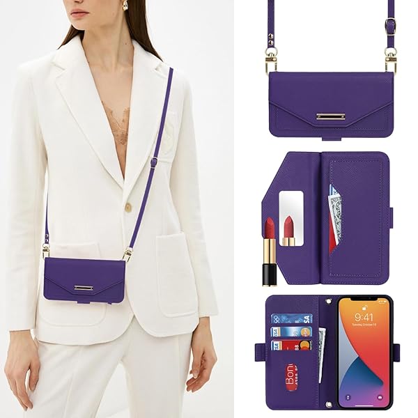 いphone12 pro ケース 手帳型 ショルダー 鏡 スマホケース iphone 12 ストラップ付き ミラー カード