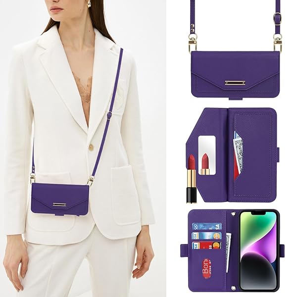 いphone14 ケース 手帳型 ショルダー 鏡 スマホケース iphone 14 ストラップ付き ミラー カード収