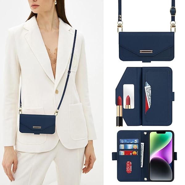 いphone14 ケース 手帳型 ショルダー 鏡 スマホケース iphone 14 ストラップ付き ミラー カード収