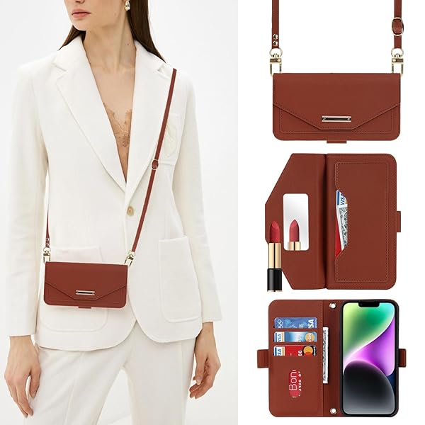 いphone14 ケース 手帳型 ショルダー 鏡 スマホケース iphone 14 ストラップ付き ミラー カード収