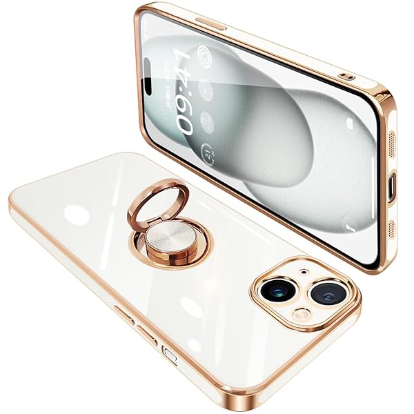 iPhone15 Plus ケース リング付き アイフォン15Plus リング カバー 耐衝撃 TPU 360°回転 スタンド機