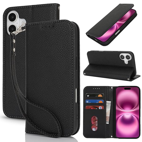 対応 iPhone 16 plus ケース 手帳型 ストラップ カード収納 スタンド機能 あいふおん16プラスケー