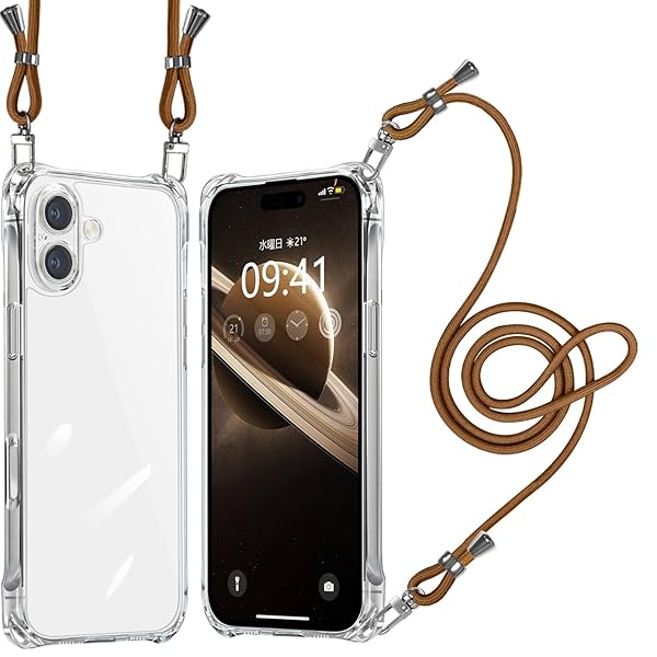 対応 iPhone17 ケース クリア ショルダー 耐衝撃 肩掛け あいふおん17ケース 首かけ 斜めがけ 縄