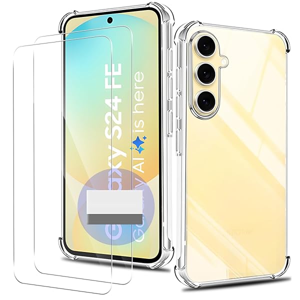 対応 Galaxy S24 FE ケース(1枚入)+ ガラスフィルム(2枚入)ギャラクシー S24 FE SM-S721Q / SCG30 軽