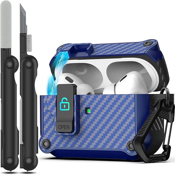 AirPods Pro 第 2 世代/第 1 世代ケースカバー、安全なロッククリップ付き自動ポップアップカー