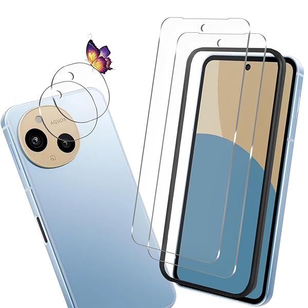 【2+2枚セット】AQUOS sense9 SH-53E 用のガラスフィルム(2枚)+カメラフィルム(2枚) アクオスセ