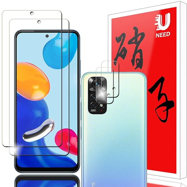 【2+2枚セット】 Xiaomi Redmi Note 11 4G 用のガラスフィルム(2枚)+カメラフィルム(2枚)redmi note