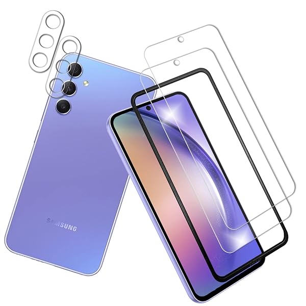 【2+2枚セット】 Galaxy A54 5G 用のガラスフィルム(2枚)+カメラフィルム(2枚)ギャラクシー a