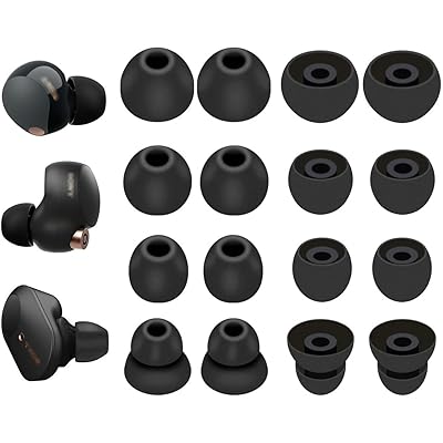 Sony用イヤーピース 1000XM5用イヤーピース 100XM4 用イヤーピース 4サイズ 8ペア シリコン製イヤーチップ イヤーキャップ 快適 フィット感 装着感向上 快適 水洗い可能 XM5／XM4 イヤーピース 【ブラック 4サイズ 8ペア】