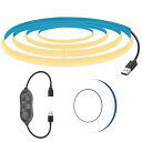 COB テープライトLEDストリップライトフレキシブル 幅5mm 5V (4000K、0.5m) USBに接続両面テープ貼付け式 折り畳み可能なライトバー ワイ...