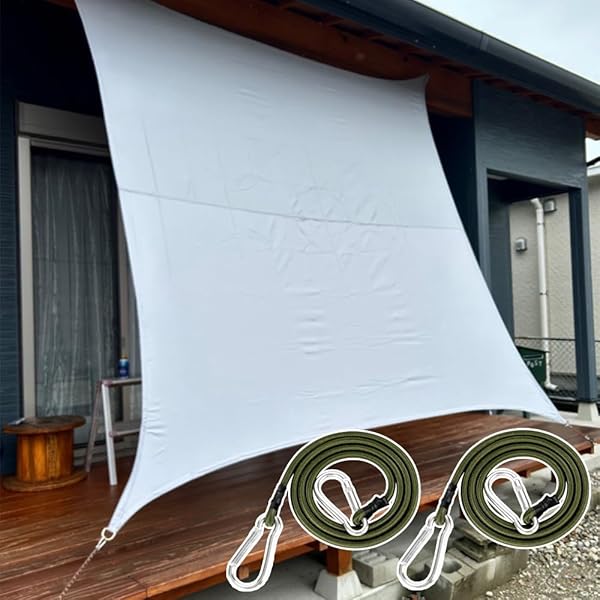 シェード 取り付け金具 強力 フック 2個入り ゴムひも 荷台用ゴムバンド 固定バンド 荷締めベルト 荷物ベルト 固定金具 ベランダ 日除け シェード 伸縮性ロープ オーニング サンシェード 庭 屋外 キャンプ アウトドア用 防風 設営(2個入り,約