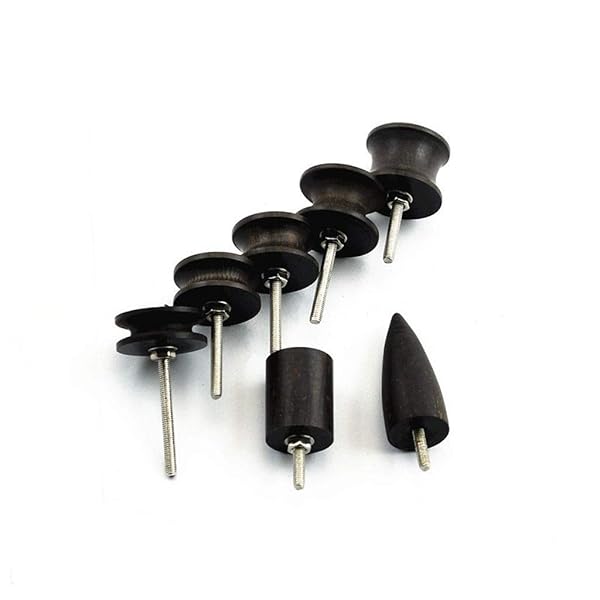 レザークラフト コバ磨き コバみがき ミニルーター ルーター 黒檀 端材 先端工具 革工芸工具 革磨き (7点のセット)