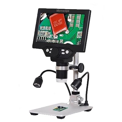 デジタル顕微鏡 マイクロスコープ USB電子顕微鏡 G1200 1-1200X 7インチ LCD 12MP 1080P アルミニウム合金 スタンド付き 8 LEDライト 補助光2個付き 電子スコープ 拡大鏡 バッテリー＋曲面ライト付き 電子日本語取扱