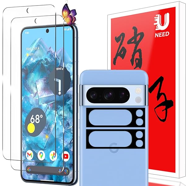 【2+2枚セット】 Google Pixel 8 Pro 用のガラスフィルム(2枚)+カメラフィルム(2枚)ピクセル8