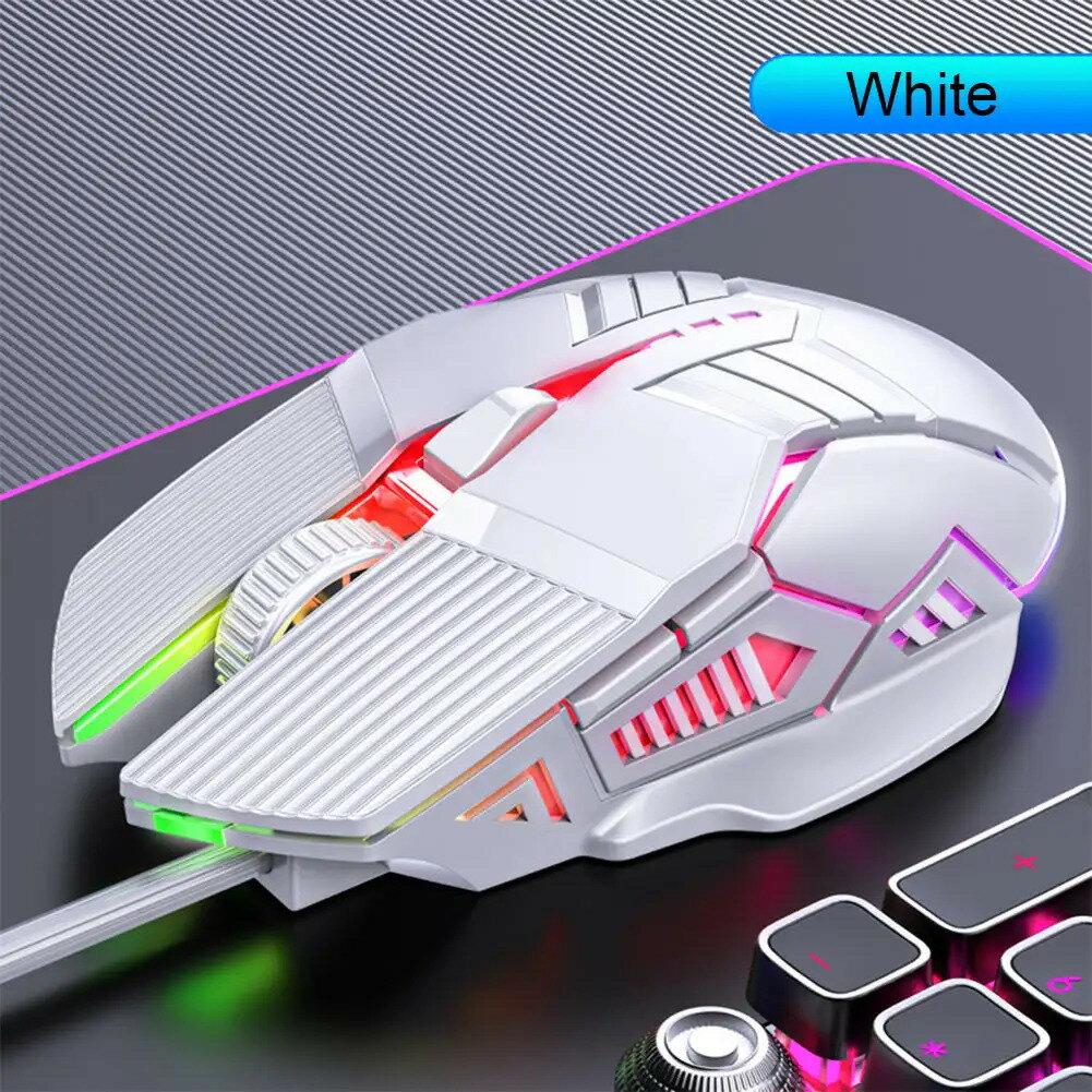 人間工学有線ゲーミングマウスusbコンピュータマウスゲームrgbモウズゲーマーマウス6ボタンledサイレントラップトップpc用