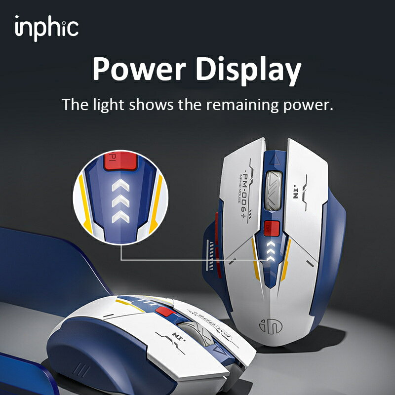 INPHIC ワイヤレスマウス充電式 700mAh 人間工学に基づいたサイレントマウス 2.4 グラム USB レシーバーメカゲーミングマウスラップトップコンピュータ Mac MacBook