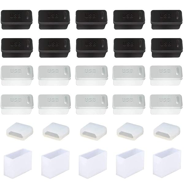 USB コネクタカバー キャップ シリコン製 Android iPhone ケーブル 対応 USB2.0 /3.0 /3.1 USB-Aタイプ Micro-B メス オス USB ポート ハブ パソコン 端子 防塵 保護 キャップ 黒 半透明 30個