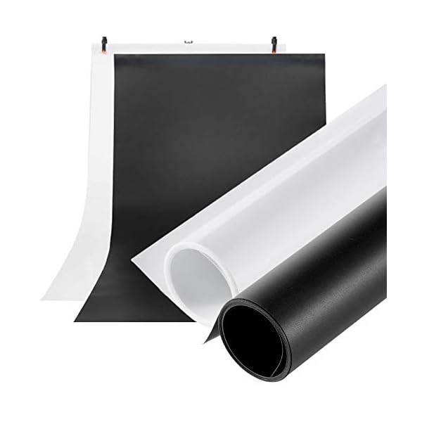 撮影用 PVC マット&ミラー反射面 両面対応 背景布 バックペーパー 60cm x130cm ホワイト&ブラック 2色セット 写真撮影用