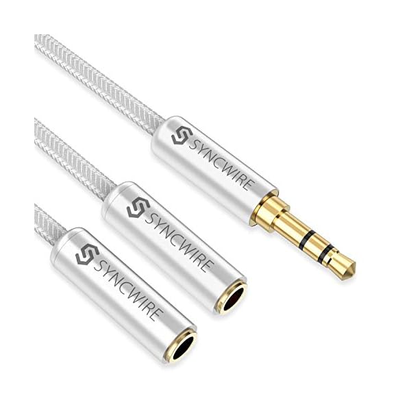 2分配ケーブル ステレオミニプラグ オーディオ分配ケーブル 3.5mm ヘッドホン延長ケーブル イヤホン分..