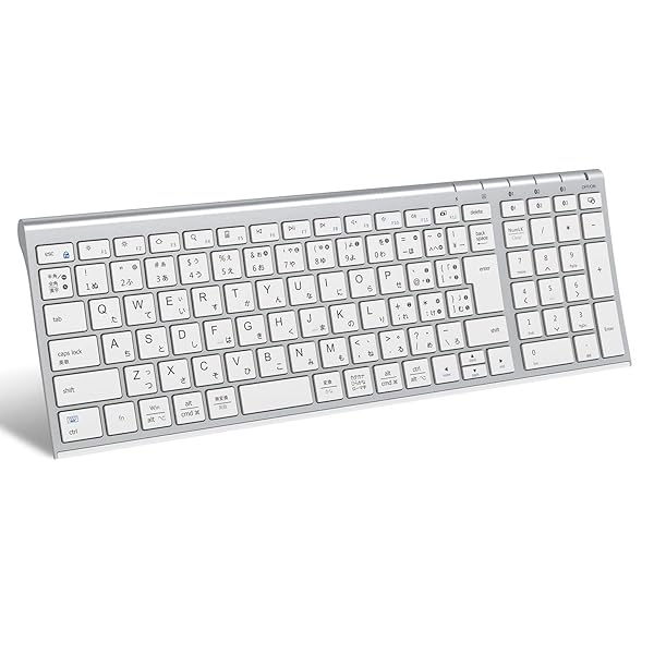 キーボード Bluetooth ワイヤレス パンタグラフ 日本語JIS配列 3台同時接続可能 テンキー付き フルサイズ 超薄型 静音設計 充電式Type-C 無線 コンパクト ラップトップ パソコン用 スマホ PC iPad用Windows Mac