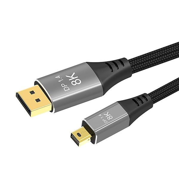 mini dp回転dp変換ケーブル8k@60Hz、4K@144/120Hz、2K@240／165 HZ（1 M）DP to DP最大32.4 Gbps高速、双方向Mini DP-DPケーブル、HDR/DSC/FreeSync/3 D等対応（ミニ表示ポ