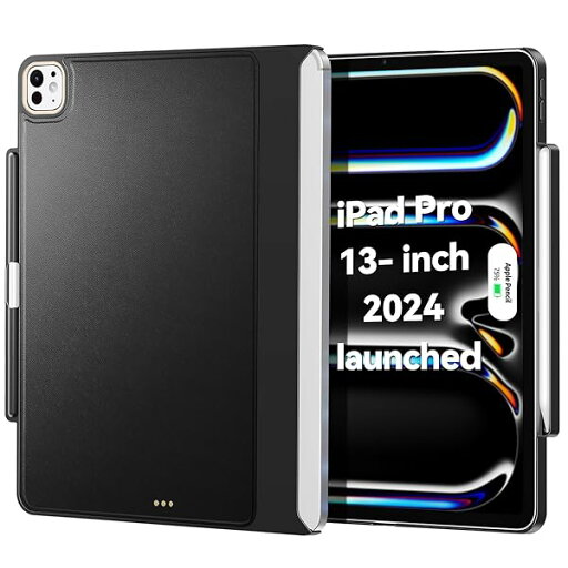 iPad Pro 13インチ ケース M4 2024専用 マジックキーボードに対応 Magic Keyboard/Smart Keyboard Folioに対応 Apple Pencilホルダー付き マグネット付き 磁気吸着 薄型軽量 革(キーボード iPad Pro 13インチ ケース M4 2024専用 マジックキーボードに対応 Magic Keyboard/Smart Keyboard Folioに対応 Apple Pencilホルダー付き マグネット付き 磁気吸着 薄型軽量 革(キーボード