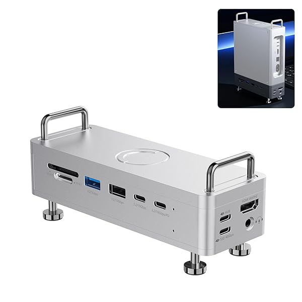 QT03 Mac mini M4/M4 Pro 専用 USB-Cハブ & スタンド 10-in-1 ドッキングステーション USB4 40Gbps高速..