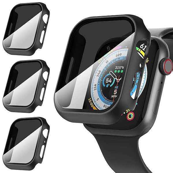 for Apple Watch 45mm プライバシースクリーンプロテクターケース、[3枚]for iWatch Series 9/8/7 45mm用【覗き見防止】超薄型強化ガラスケースカバー