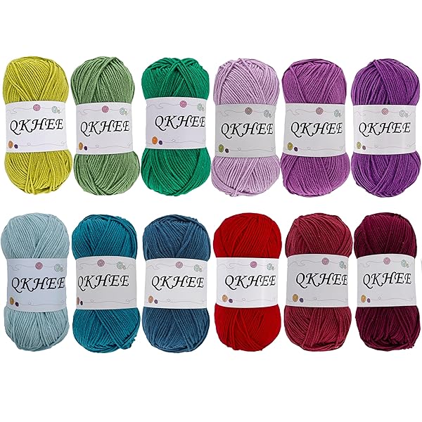 コットンヤーン 合太 中細 毛糸 12色セット1玉約50g180m かぎ針編み 編み物 編み糸 織り糸 ぬいぐるみ用糸 (幻彩)