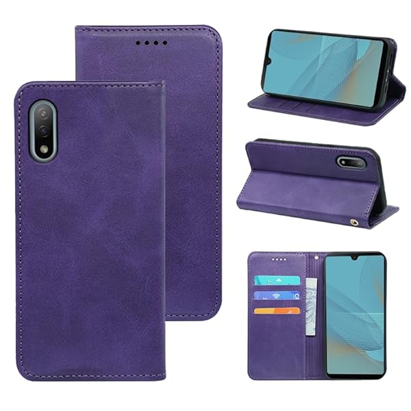 適用 Xperia Ace II ケース 手帳型 Ace2 SO41B 手帳型ケース カバー PUレザー カード収納 財布型 耐衝撃 ケース マグネット スタンド機能付き 5色 (適用 Ace2 / SO41B ケース 手帳型) (深い紫)