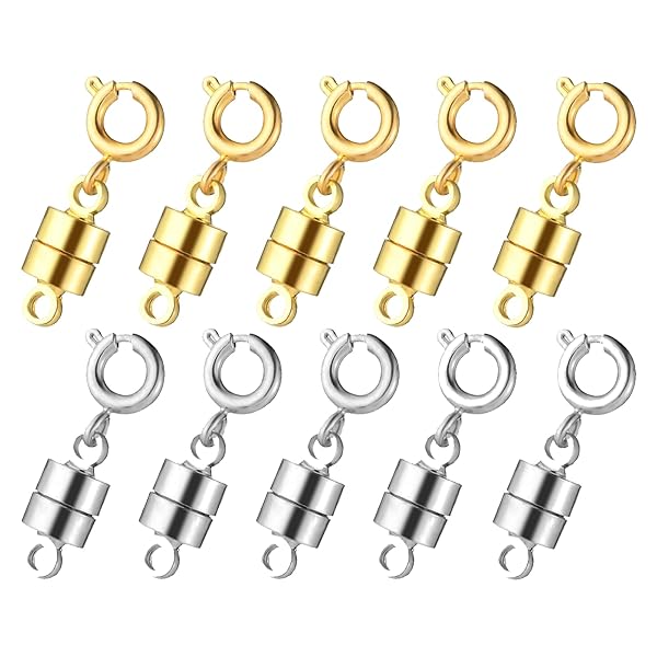 ネックレス 留め具 エンドパーツ マグネット 留め具 磁気クラスプ ジュエリー用 延長用金具 DIY用 アクセサリーパーツ 簡単装着 10個セット