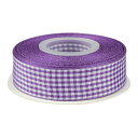 幅25mm チェックリボン 長さ22m 手芸 服飾 ラッピング ちょう結び リボン #465パープル(3)