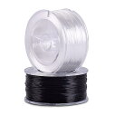 2ロール 0.8mm フラットストレッチブレスレットストリング 整理ボックス付き ブラック&ホワイトクリスタル弾性スレッドコード ジュエリーブレスレット作成とビーズ用