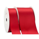 レッド ダブルフェイス サテンリボン 2巻セット - 合計18メートル (25mm幅、50mm幅 x 9M) - 手芸、ギフトラッピング、ウェディングに最適