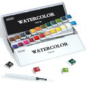 25点セット 固形水彩絵の具 透明水彩絵の具 24色 水彩絵の具 1本ブラシ付き チューブ 耐久性 速乾 手作り 手軽 木/卵/陶器/布に描ける 子供用 イラスト 塗り絵 クラフト 絵具セット 美術 画材 宿題 初心者 専門家 入園・入学お祝い プレ